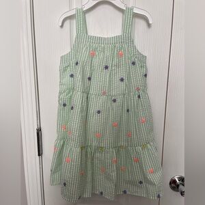 Blueberi Boulevard Green Striped Toddler Dress with Floral Accents. 5T. NWOT